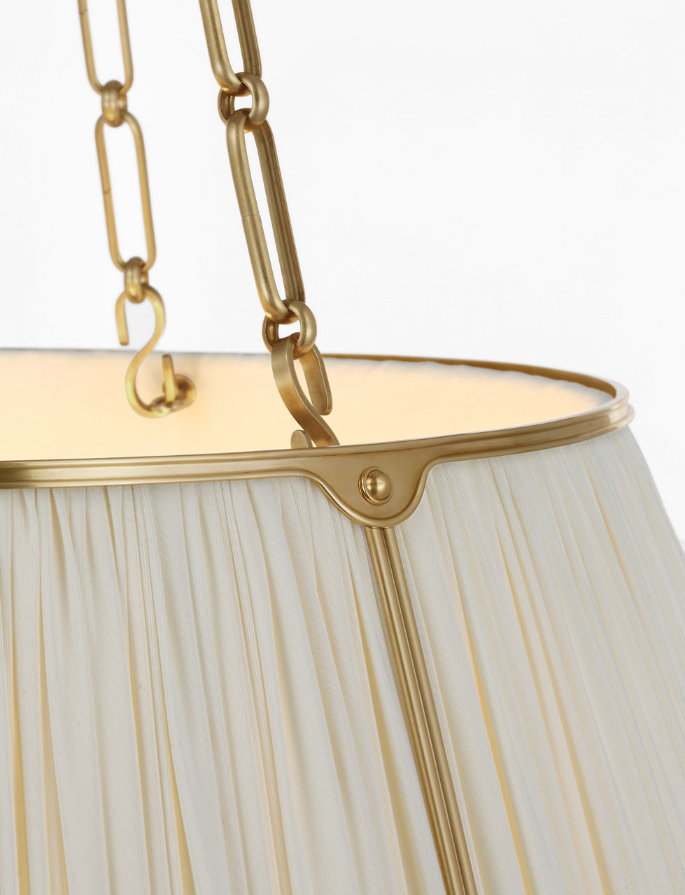 Allister 29" Hanging Shade in Hand-Rubbed Antique Brass with Silk Pleated Shade