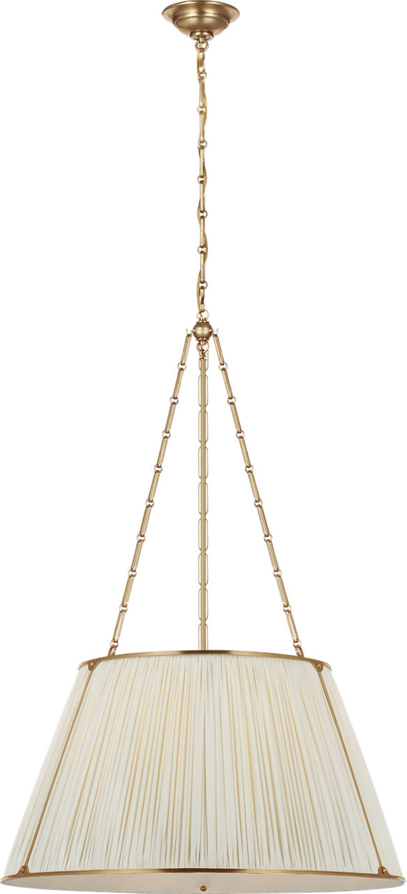 Allister 29" Hanging Shade in Hand-Rubbed Antique Brass with Silk Pleated Shade