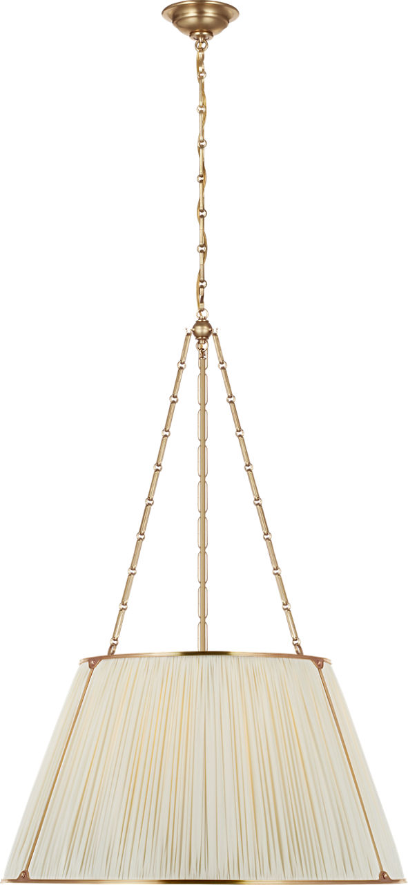 Allister 29" Hanging Shade in Hand-Rubbed Antique Brass with Silk Pleated Shade