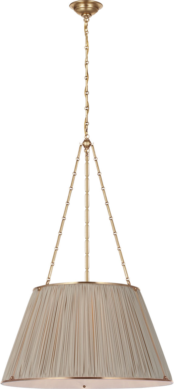 Allister 29" Hanging Shade in Hand-Rubbed Antique Brass with Champagne Silk Pleated Shade