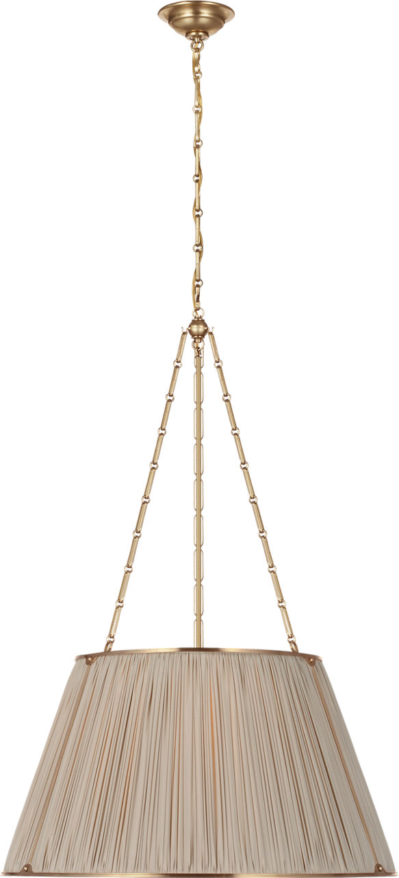 Allister 29" Hanging Shade in Hand-Rubbed Antique Brass with Champagne Silk Pleated Shade