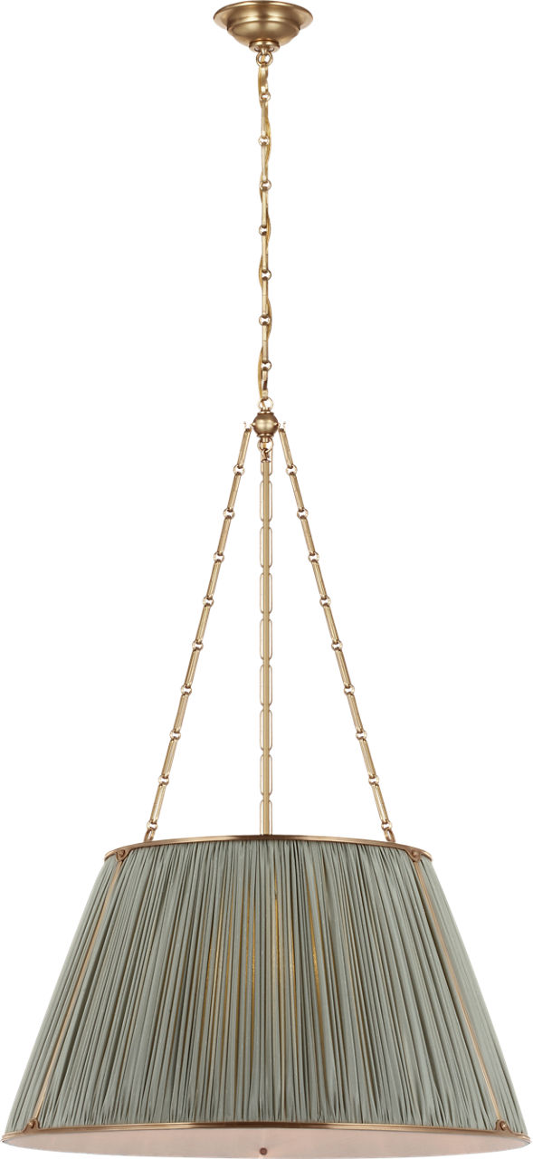 Allister 29" Hanging Shade in Hand-Rubbed Antique Brass with Mist Silk Pleated Shade