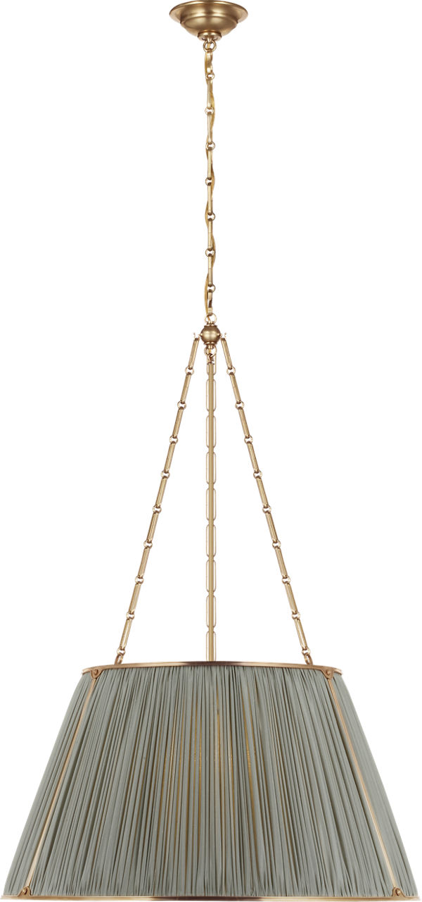 Allister 29" Hanging Shade in Hand-Rubbed Antique Brass with Mist Silk Pleated Shade