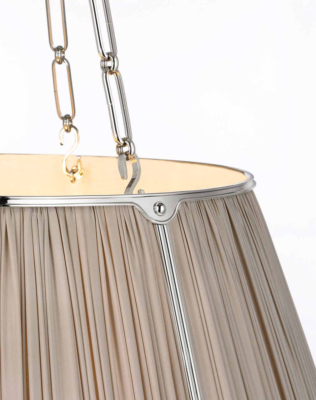 Allister 29" Hanging Shade in Polished Nickel with Champagne Silk Pleated Shade