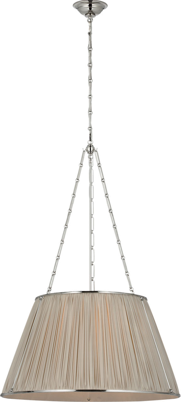 Allister 29" Hanging Shade in Polished Nickel with Champagne Silk Pleated Shade
