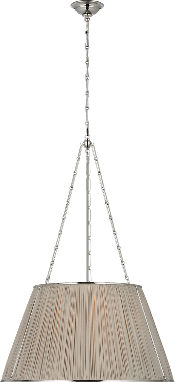 Allister 29" Hanging Shade in Polished Nickel with Champagne Silk Pleated Shade