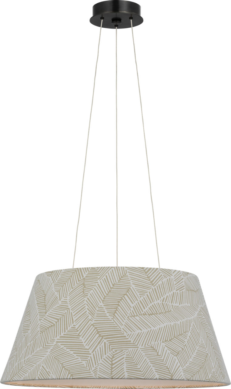 Caufield 21" Hanging Shade in Bronze with Schumacher Taupe Abstract Leaf Shade