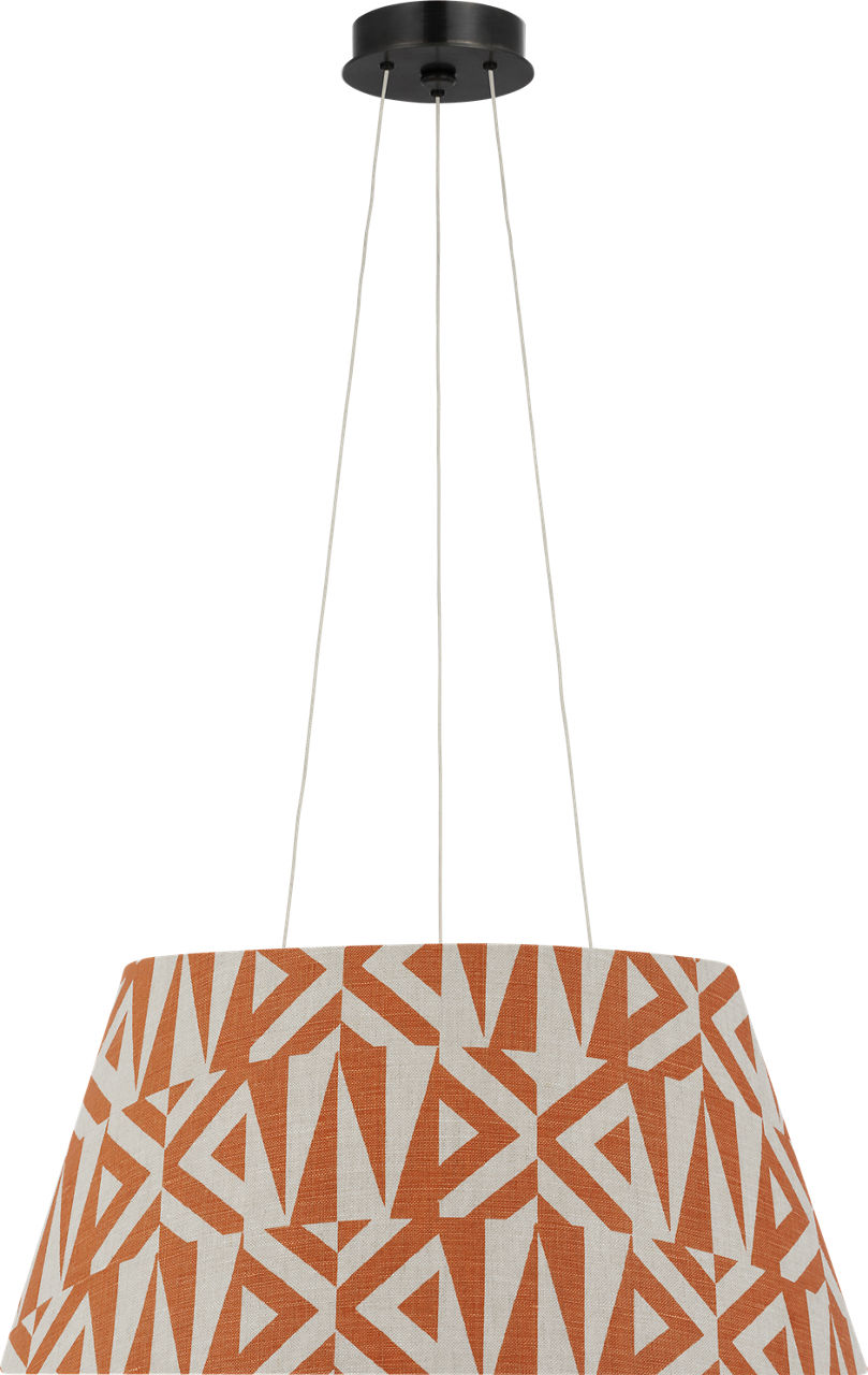 Caufield 21" Hanging Shade in Bronze with Schumacher Brick Amero Shade