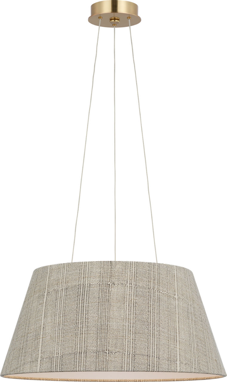 Caufield 21" Hanging Shade in Hand-Rubbed Antique Brass with Schumacher Natural Mohave Shade