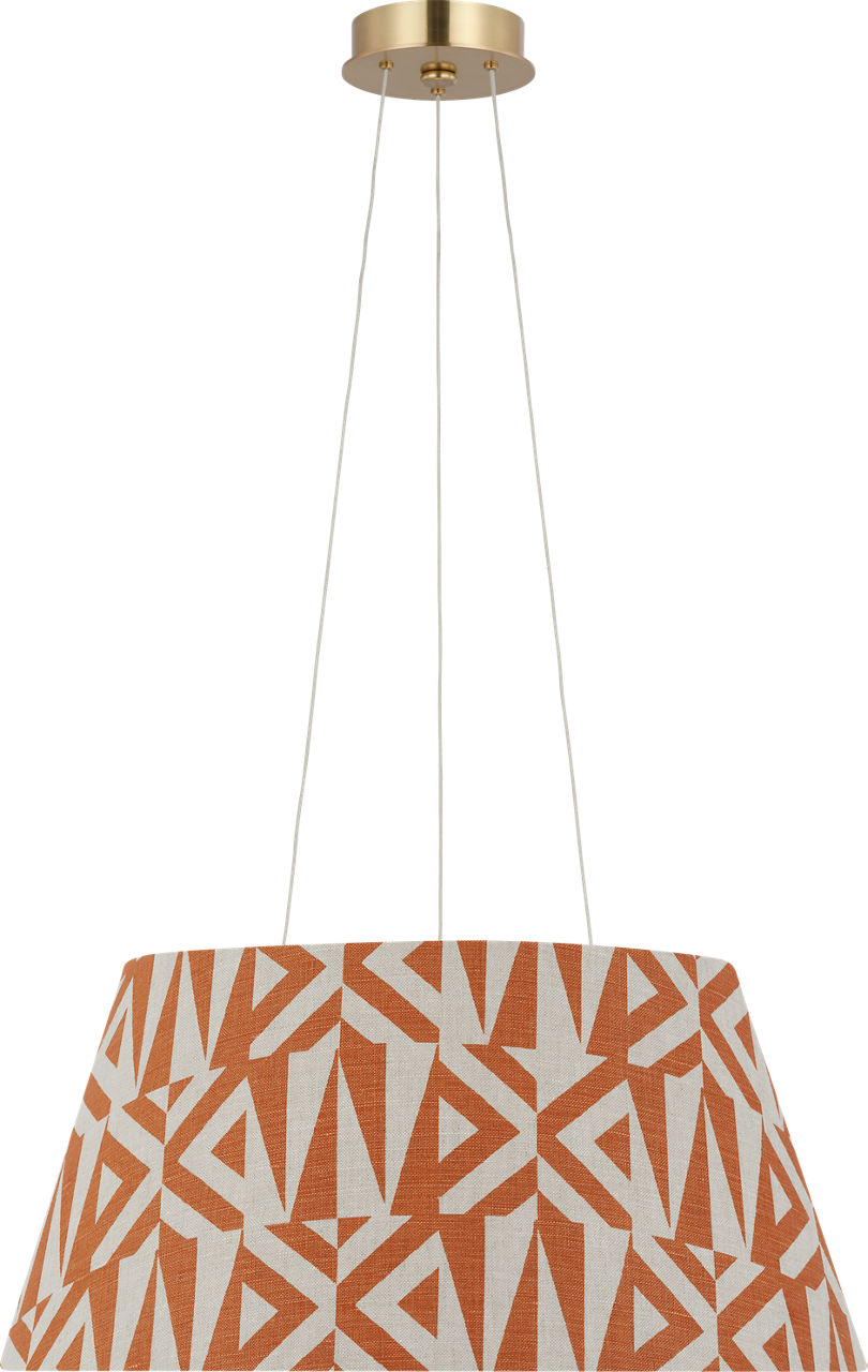 Caufield 21" Hanging Shade in Hand-Rubbed Antique Brass with Schumacher Brick Amero Shade