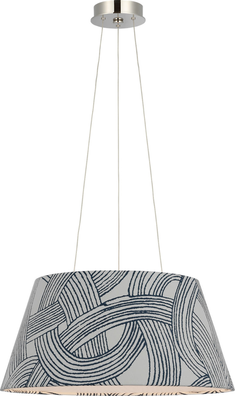 Caufield 21" Hanging Shade in Polished Nickel with Schumacher Blue Freeform Shade