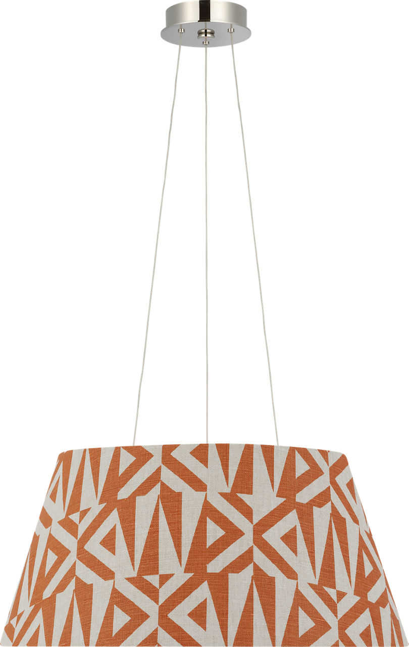 Caufield 21" Hanging Shade in Polished Nickel with Schumacher Brick Amero Shade