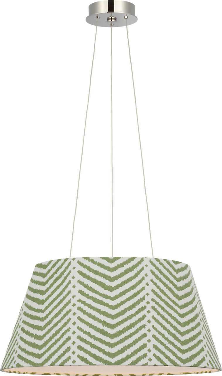 Caufield 21" Hanging Shade in Polished Nickel with Schumacher Verde La Jolla Shade