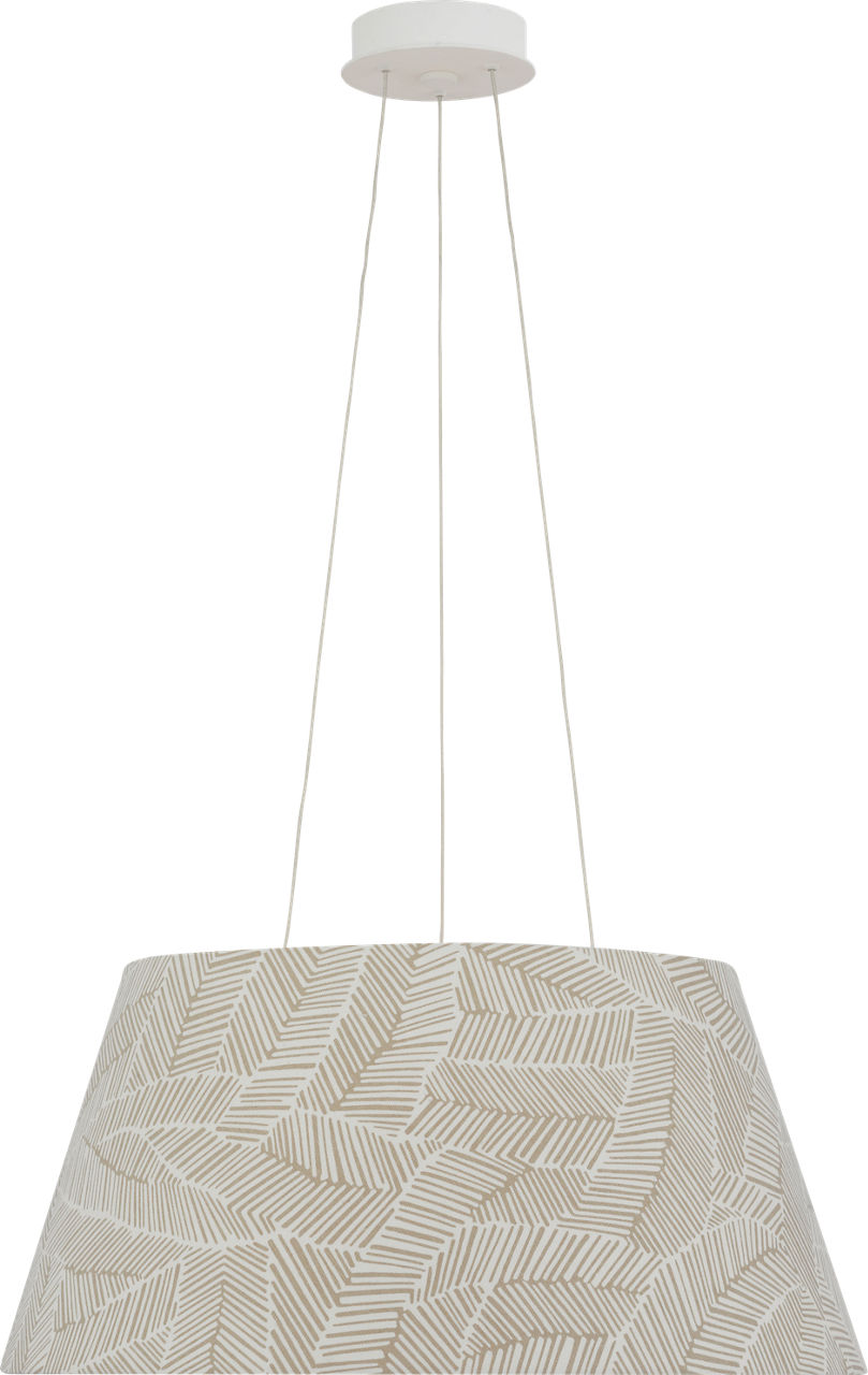 Caufield 21" Hanging Shade in Matte White with Schumacher Taupe Abstract Leaf Shade