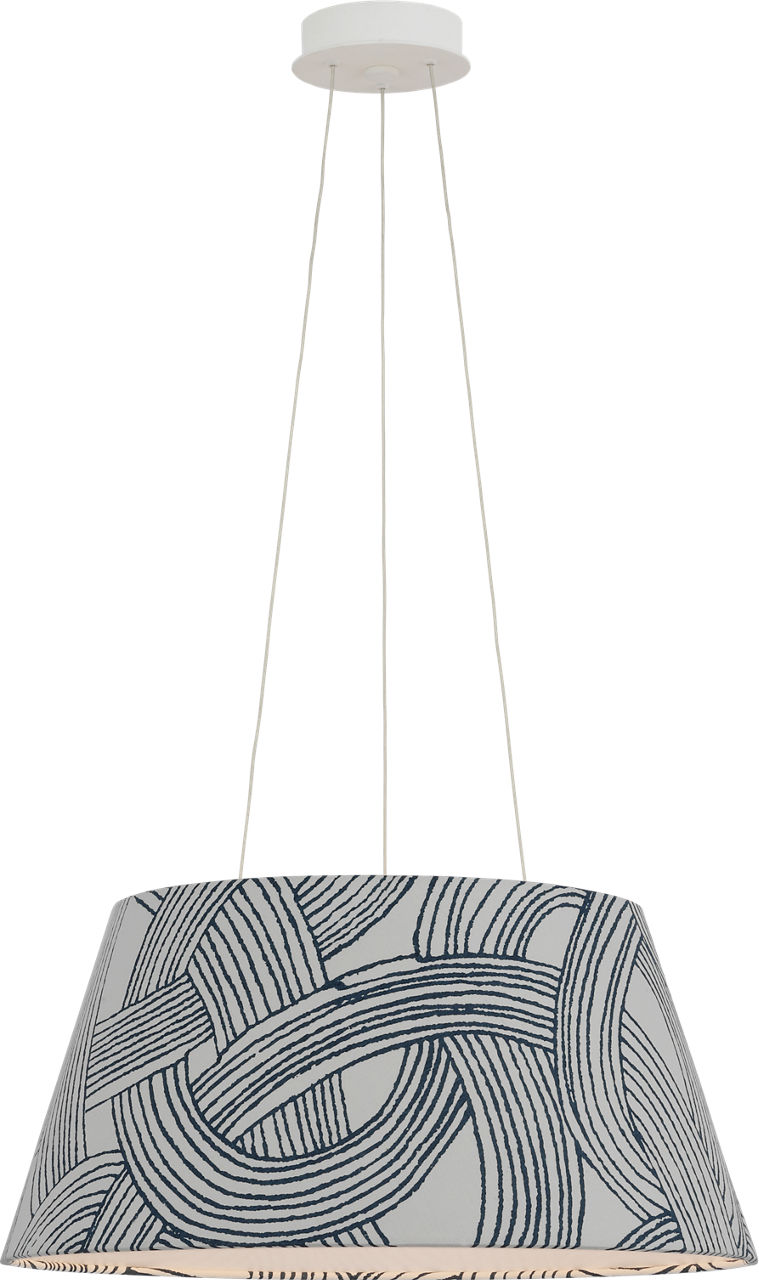 Caufield 21" Hanging Shade in Matte White with Schumacher Blue Freeform Shade