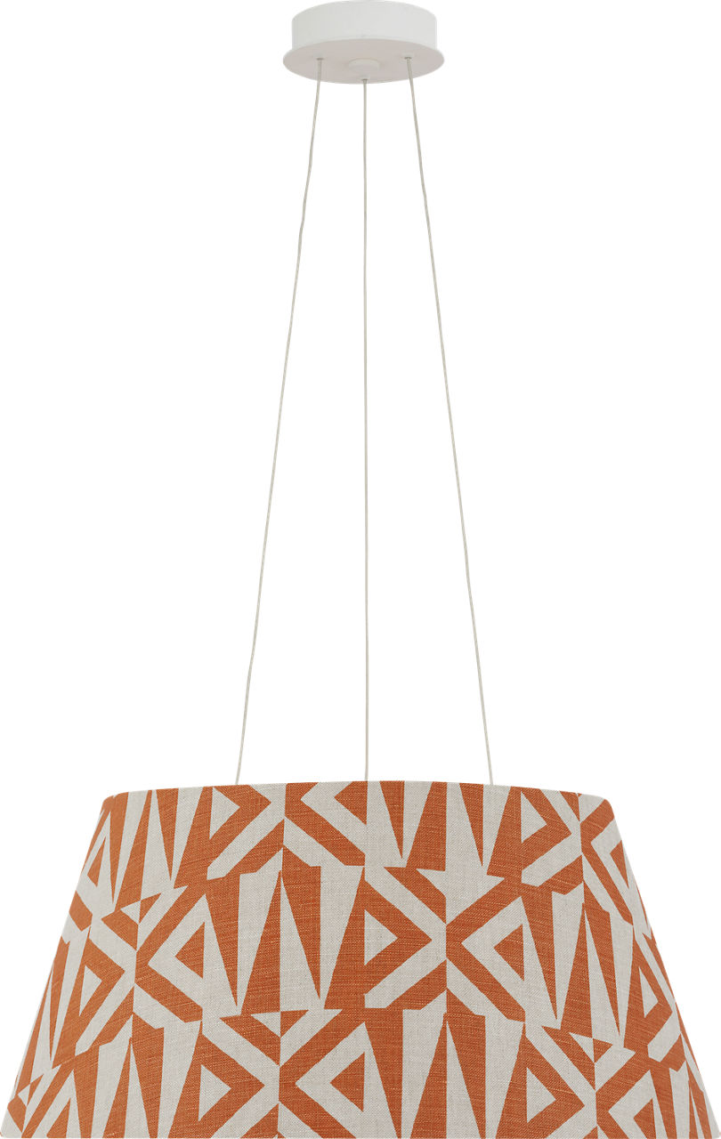 Caufield 21" Hanging Shade in Matte White with Schumacher Brick Amero Shade