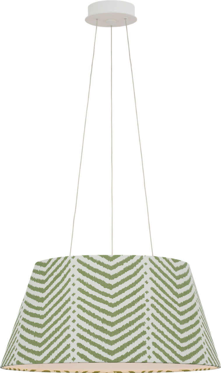 Caufield 21" Hanging Shade in Matte White with Schumacher Verde La Jolla Shade