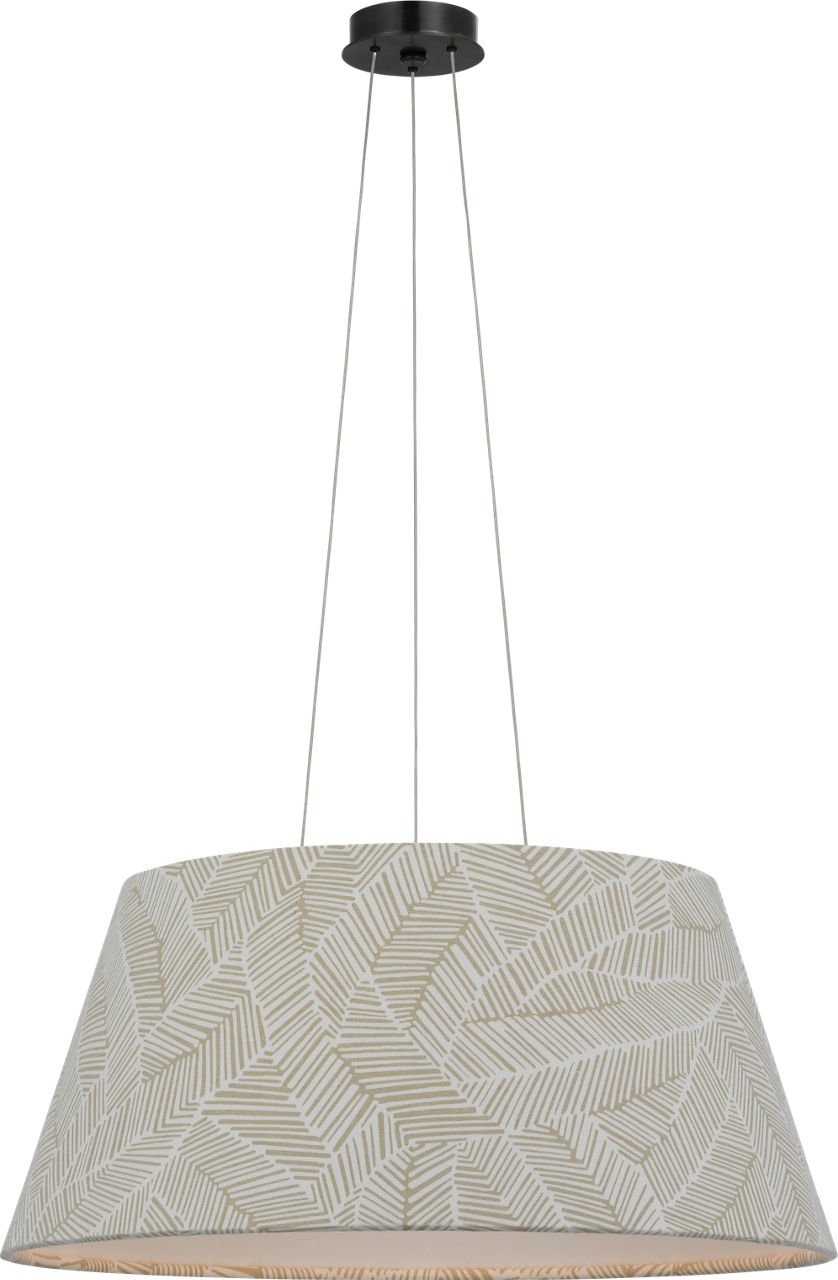 Caufield 29" Hanging Shade in Bronze with Schumacher Taupe Abstract Leaf Shade