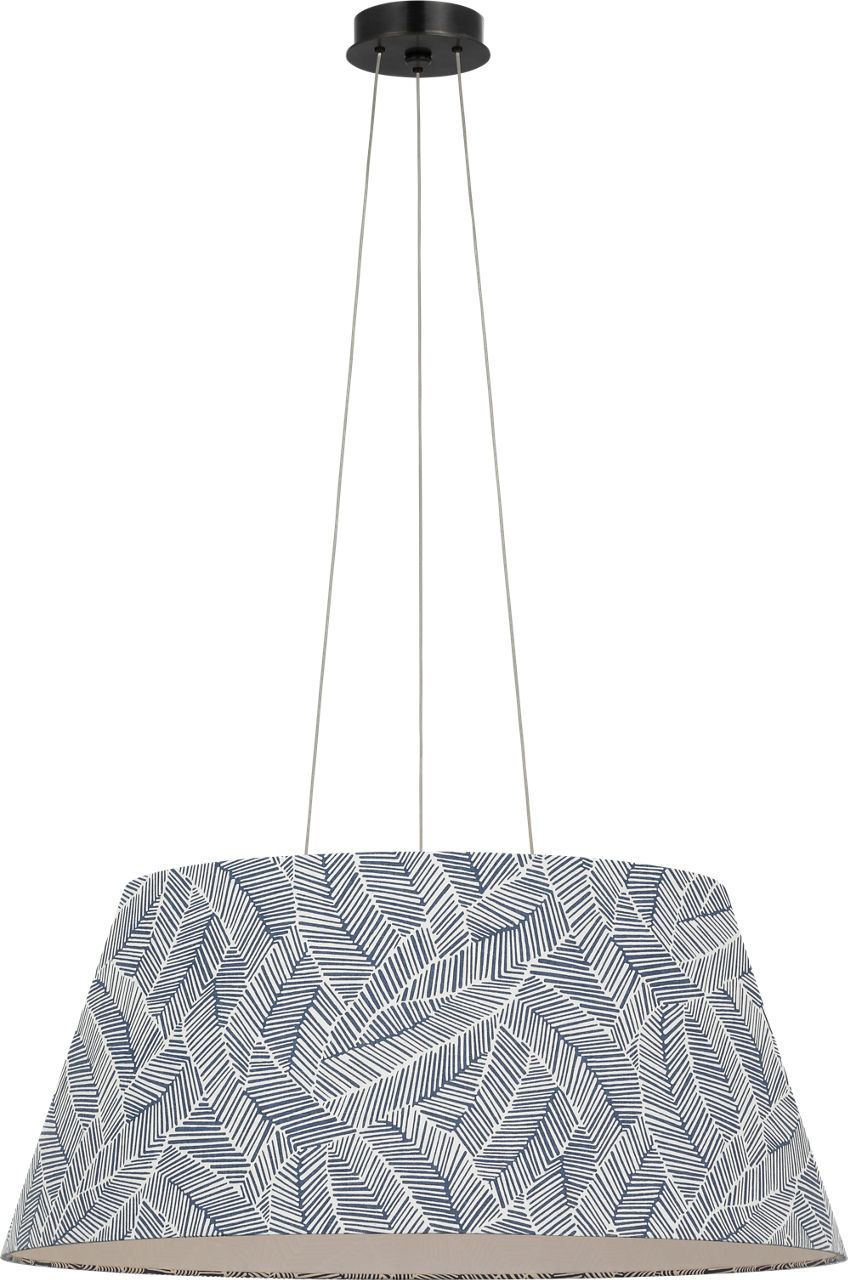 Caufield 29" Hanging Shade in Bronze with Schumacher Navy Abstract Leaf Shade