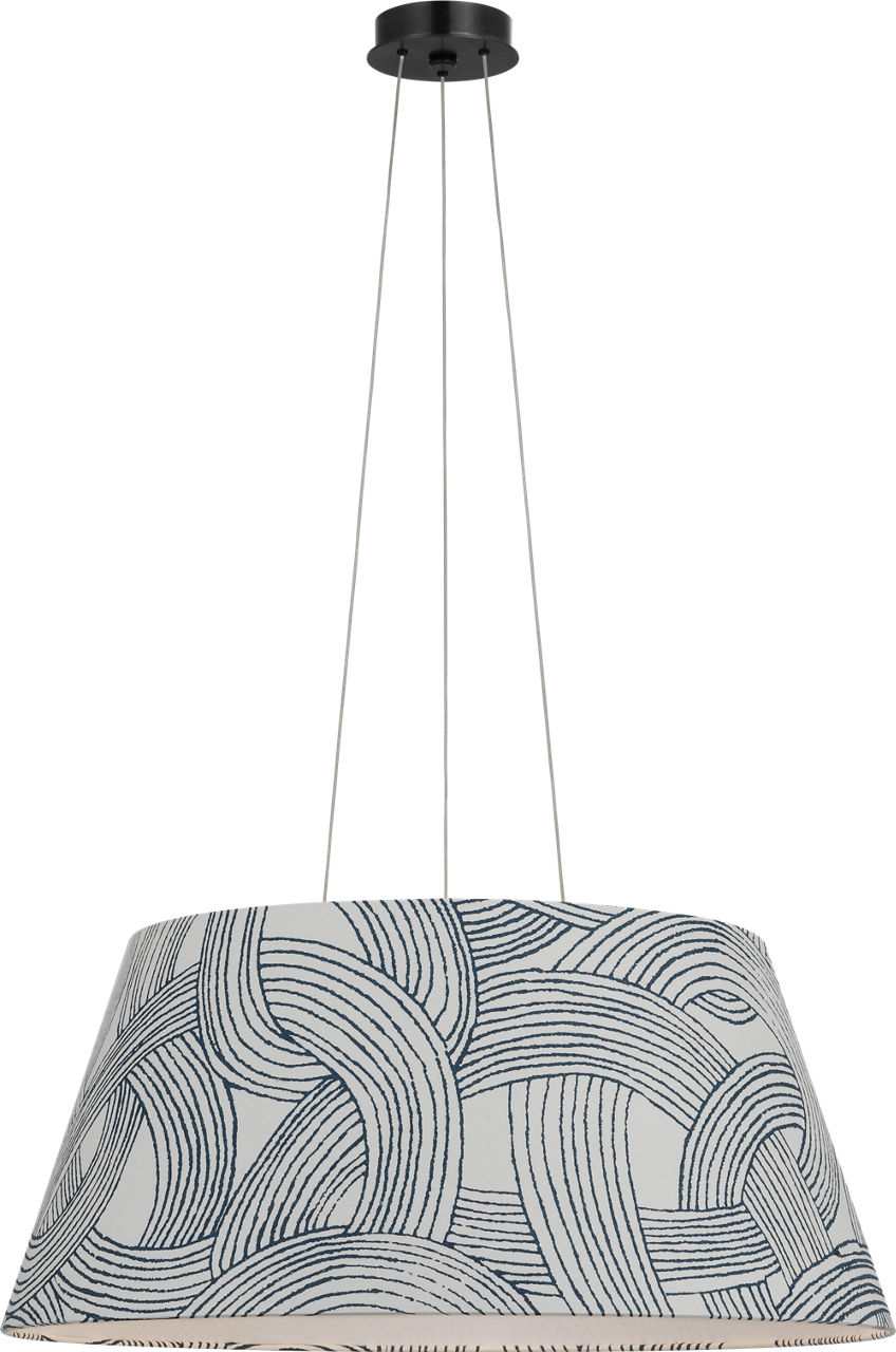 Caufield 29" Hanging Shade in Bronze with Schumacher Blue Freeform Shade