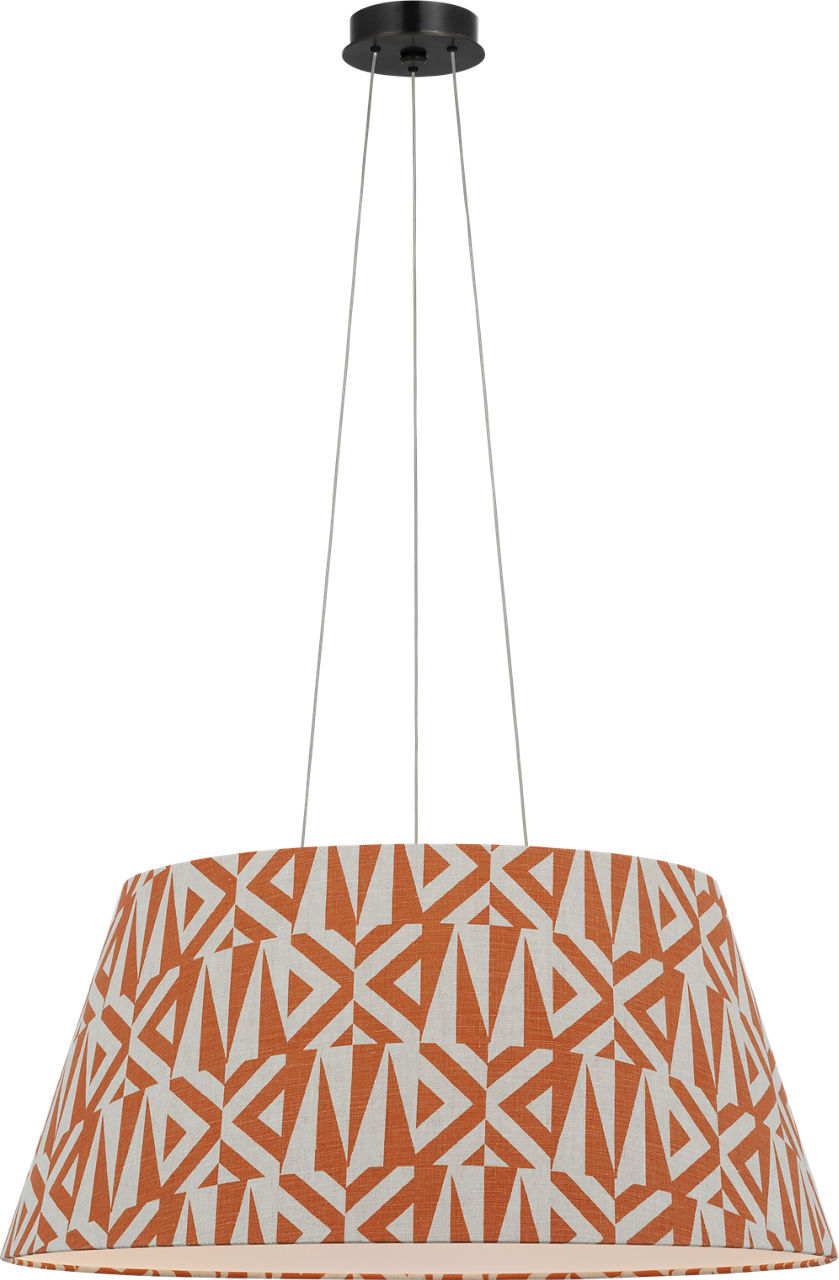 Caufield 29" Hanging Shade in Bronze with Schumacher Brick Amero Shade