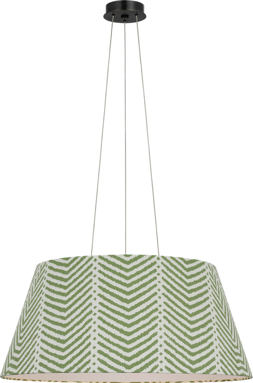 Caufield 29" Hanging Shade in Bronze with Schumacher Verde La Jolla Shade