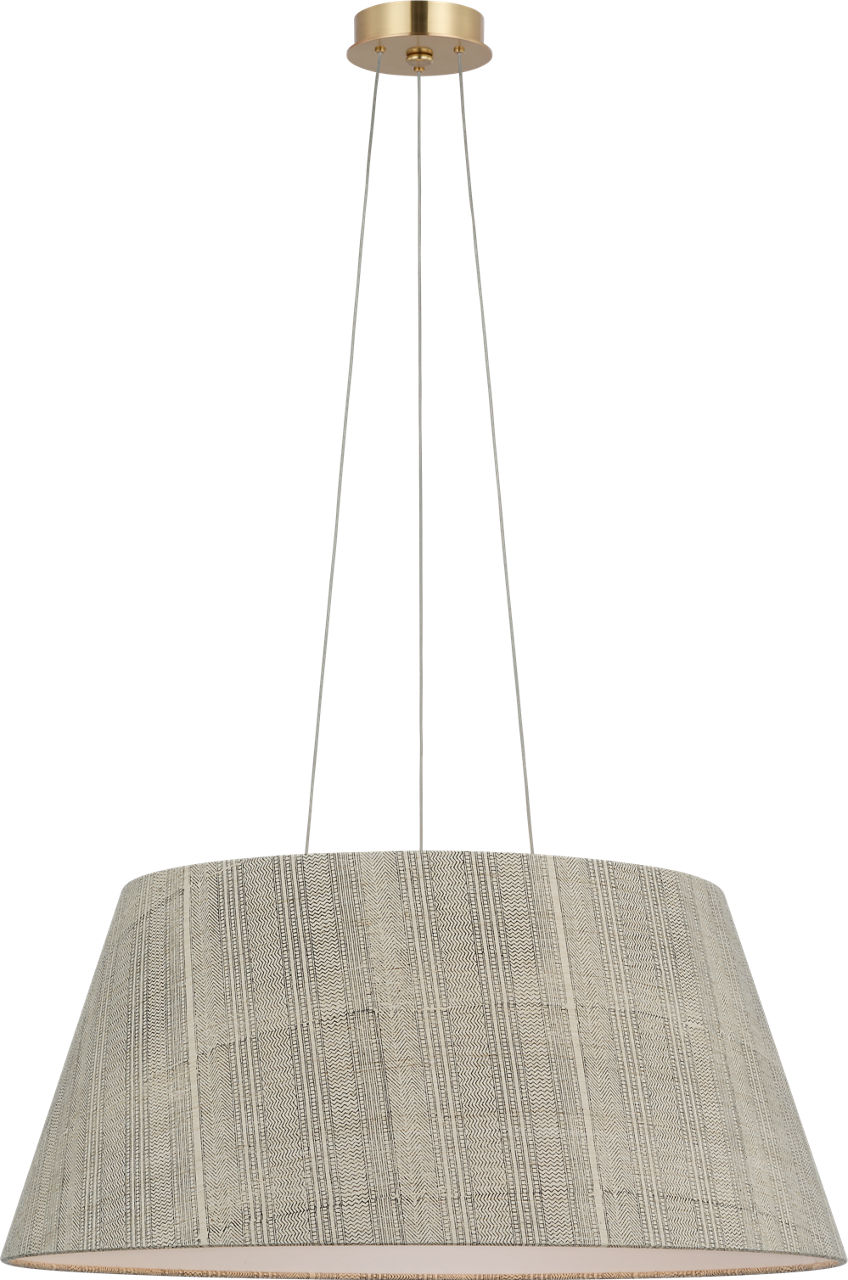 Caufield 29" Hanging Shade in Hand-Rubbed Antique Brass with Schumacher Natural Mohave Shade