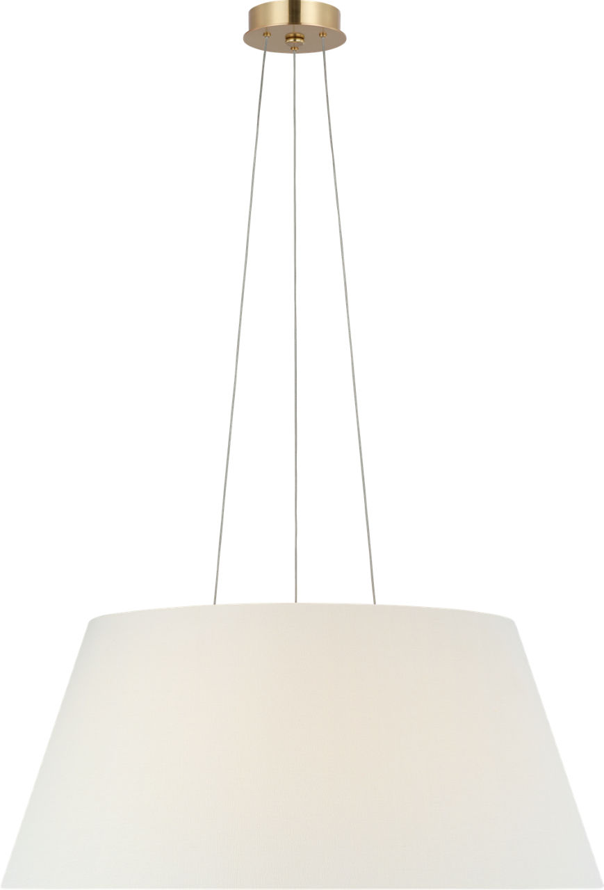 Caufield 29" Hanging Shade in Hand-Rubbed Antique Brass with Linen Shade