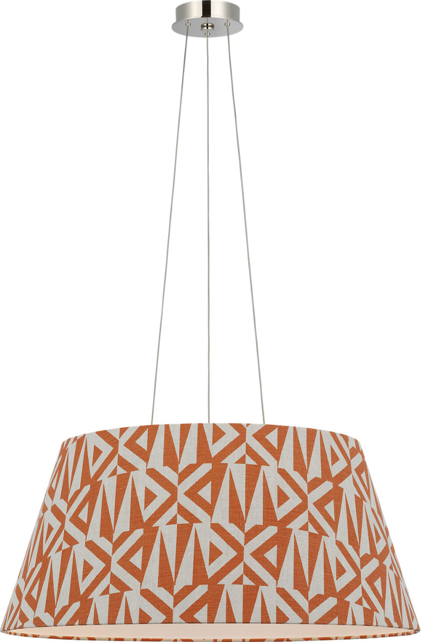 Caufield 29" Hanging Shade in Polished Nickel with Schumacher Brick Amero Shade