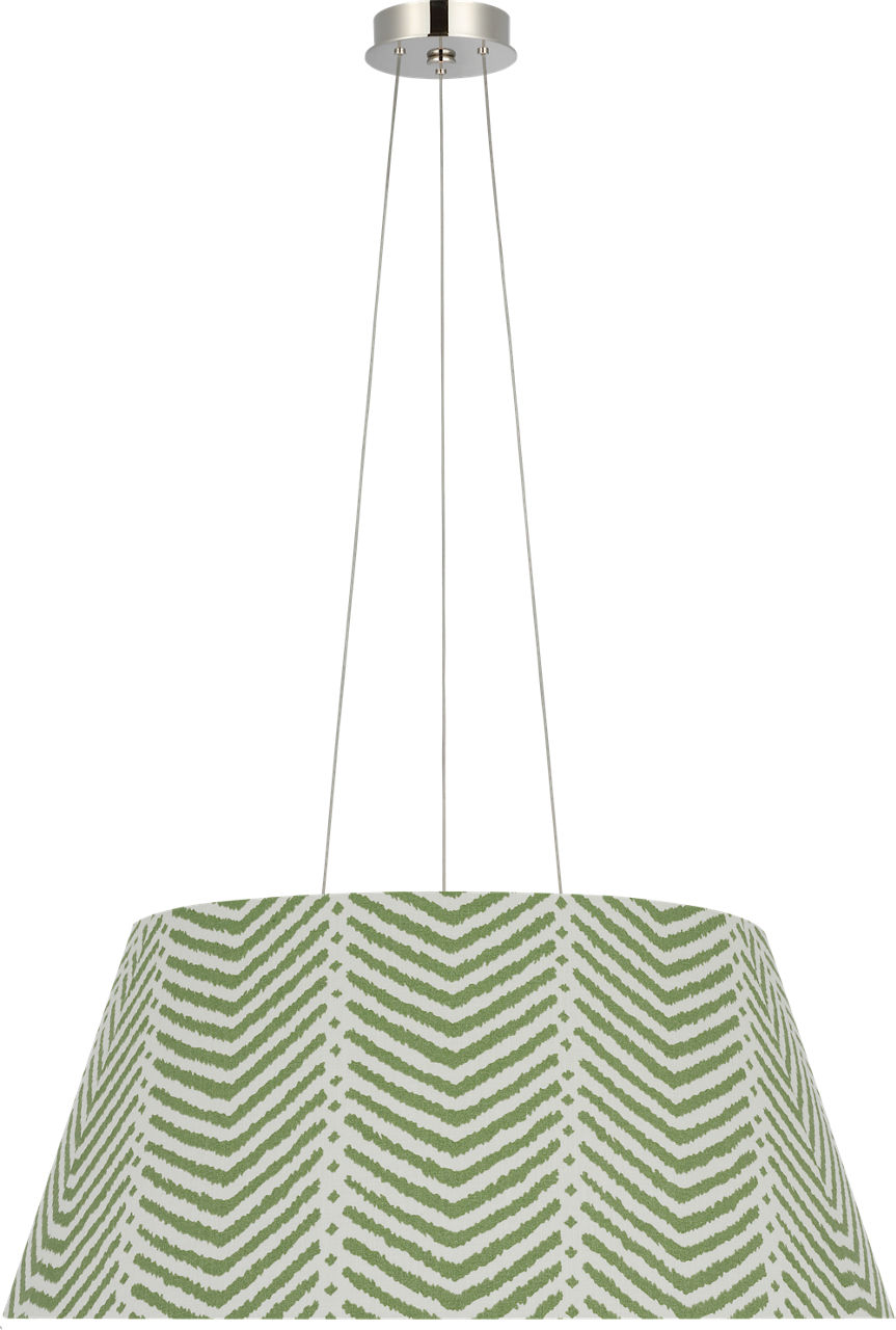 Caufield 29" Hanging Shade in Polished Nickel with Schumacher Verde La Jolla Shade