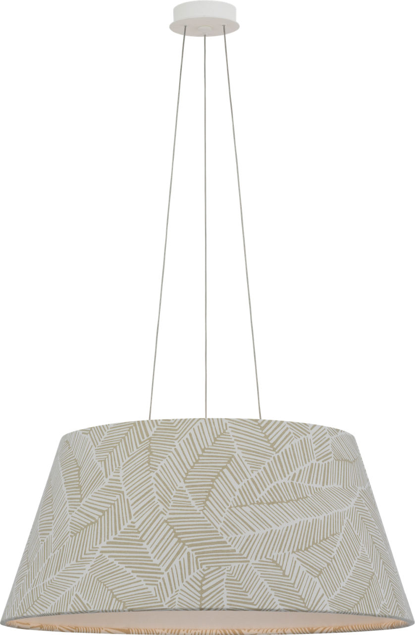 Caufield 29" Hanging Shade in Matte White with Schumacher Taupe Abstract Leaf Shade