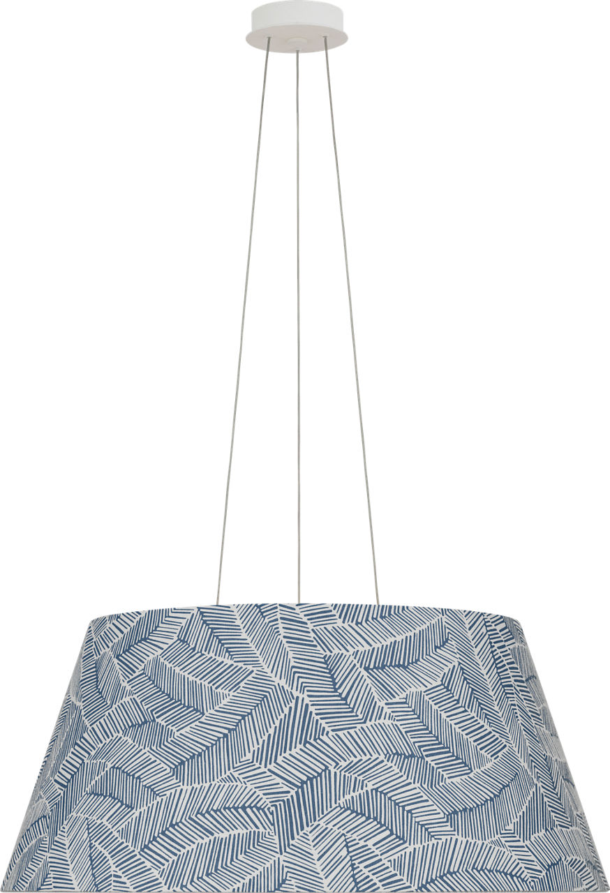 Caufield 29" Hanging Shade in Matte White with Schumacher Navy Abstract Leaf Shade