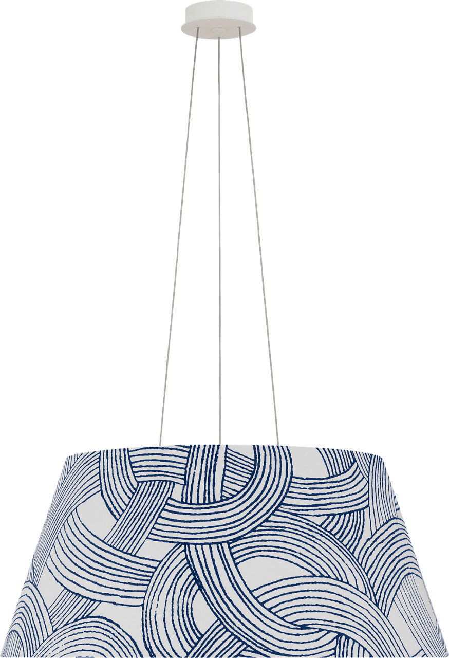 Caufield 29" Hanging Shade in Matte White with Schumacher Blue Freeform Shade