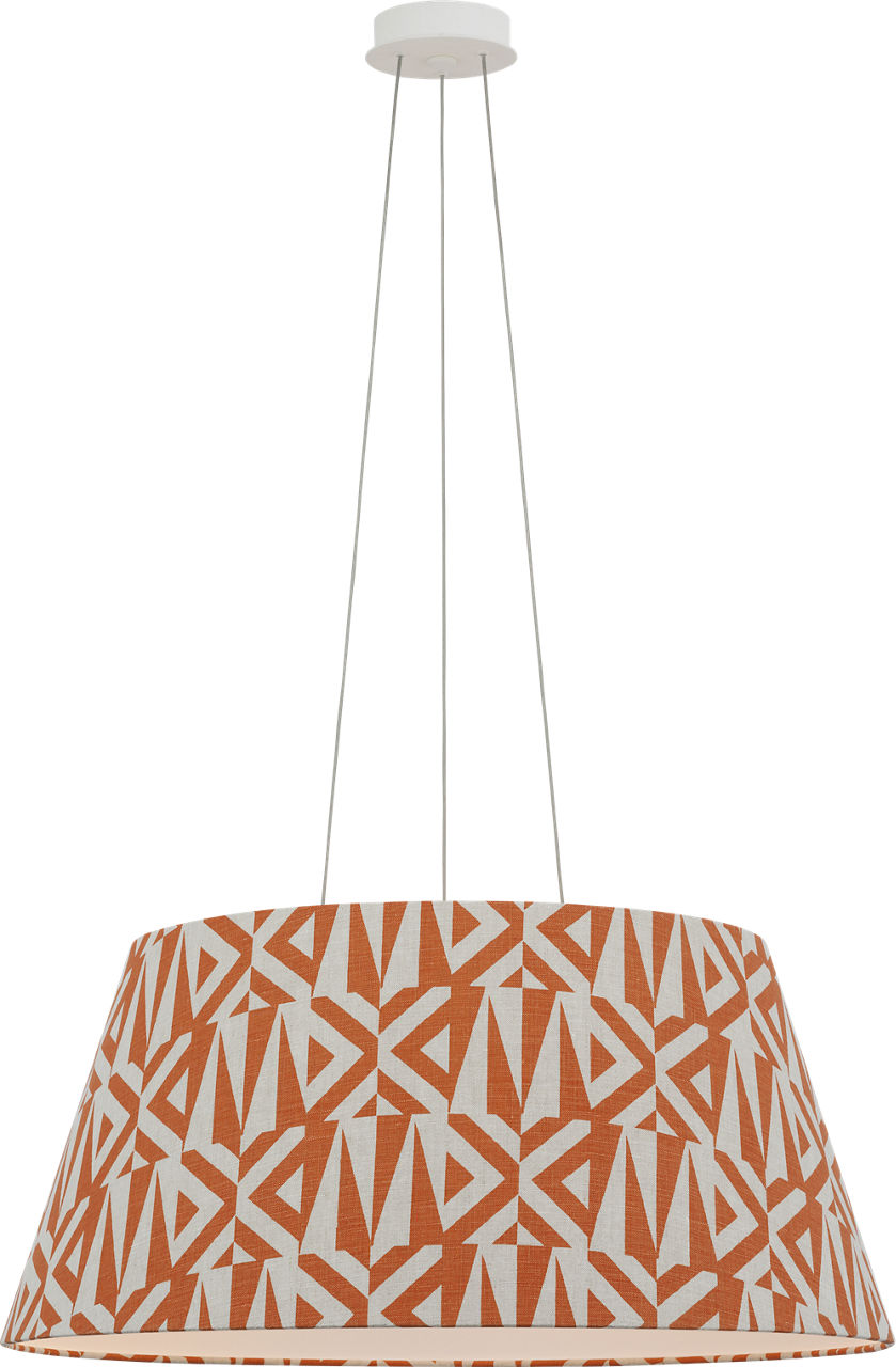 Caufield 29" Hanging Shade in Matte White with Schumacher Brick Amero Shade