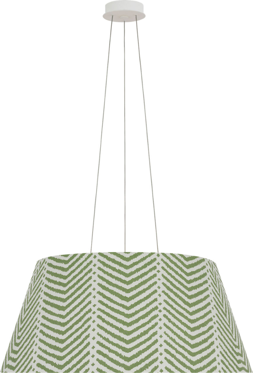 Caufield 29" Hanging Shade in Matte White with Schumacher Verde La Jolla Shade