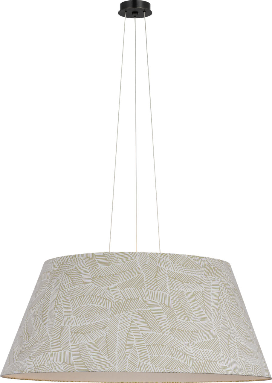 Caufield 39" Hanging Shade in Bronze with Schumacher Taupe Abstract Leaf Shade