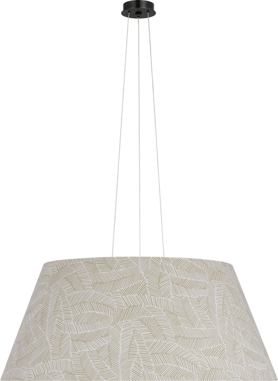 Caufield 39" Hanging Shade in Bronze with Schumacher Taupe Abstract Leaf Shade