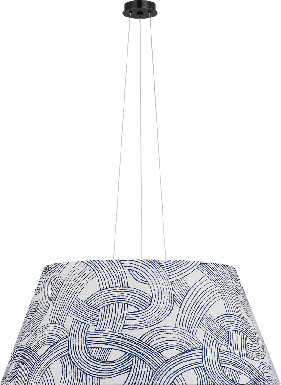 Caufield 39" Hanging Shade in Bronze with Schumacher Blue Freeform Shade