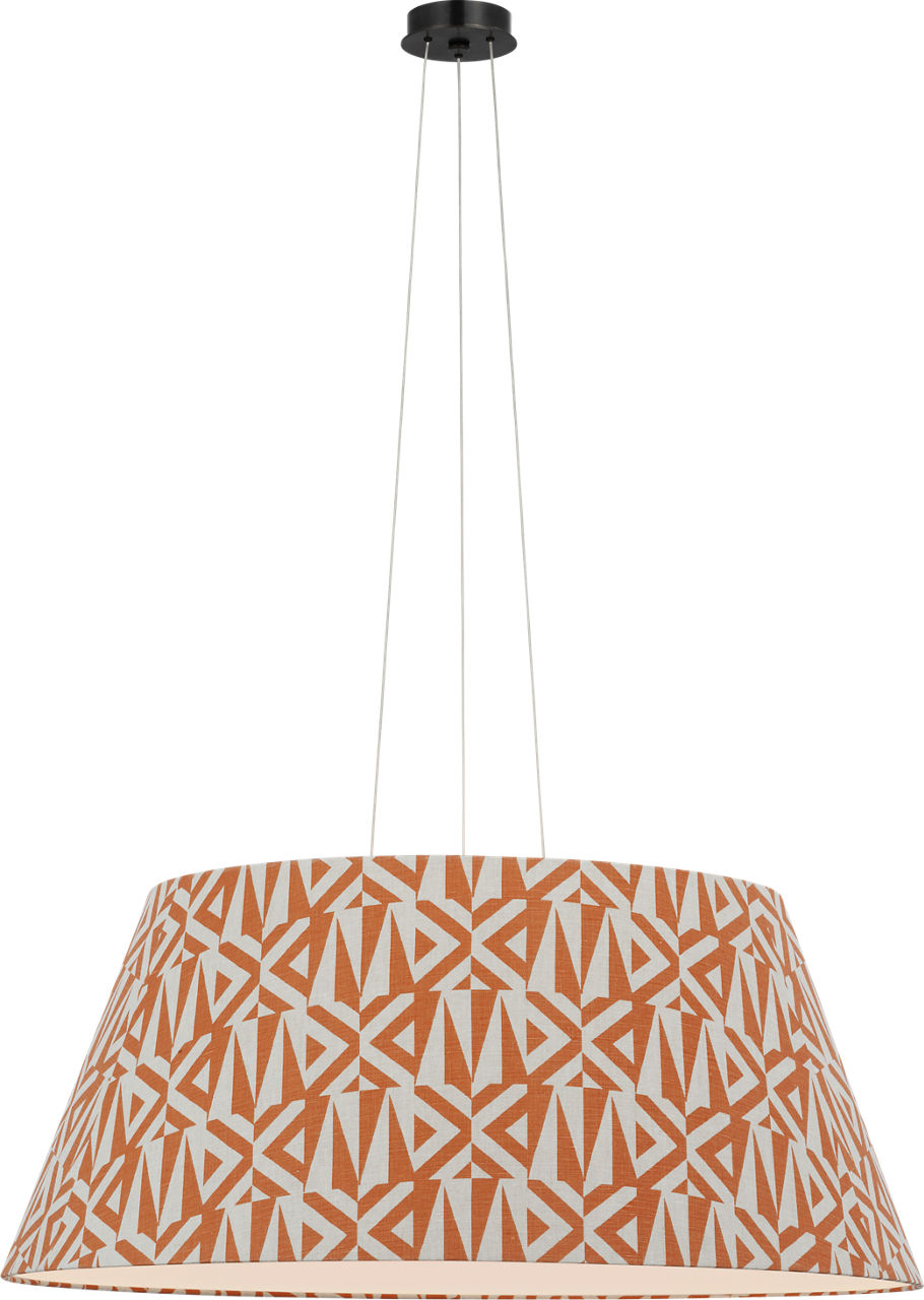 Caufield 39" Hanging Shade in Bronze with Schumacher Brick Amero Shade