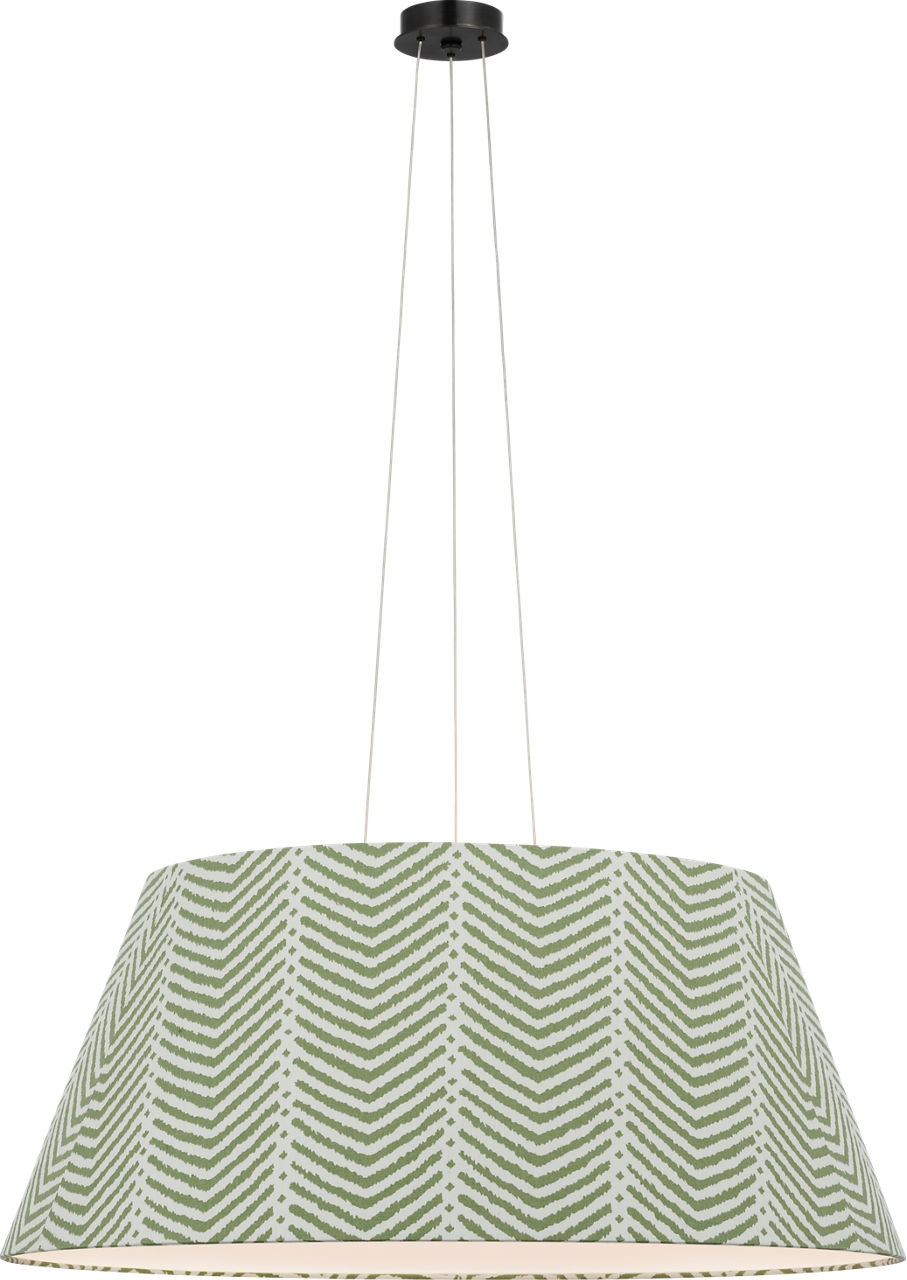 Caufield 39" Hanging Shade in Bronze with Schumacher Verde La Jolla Shade