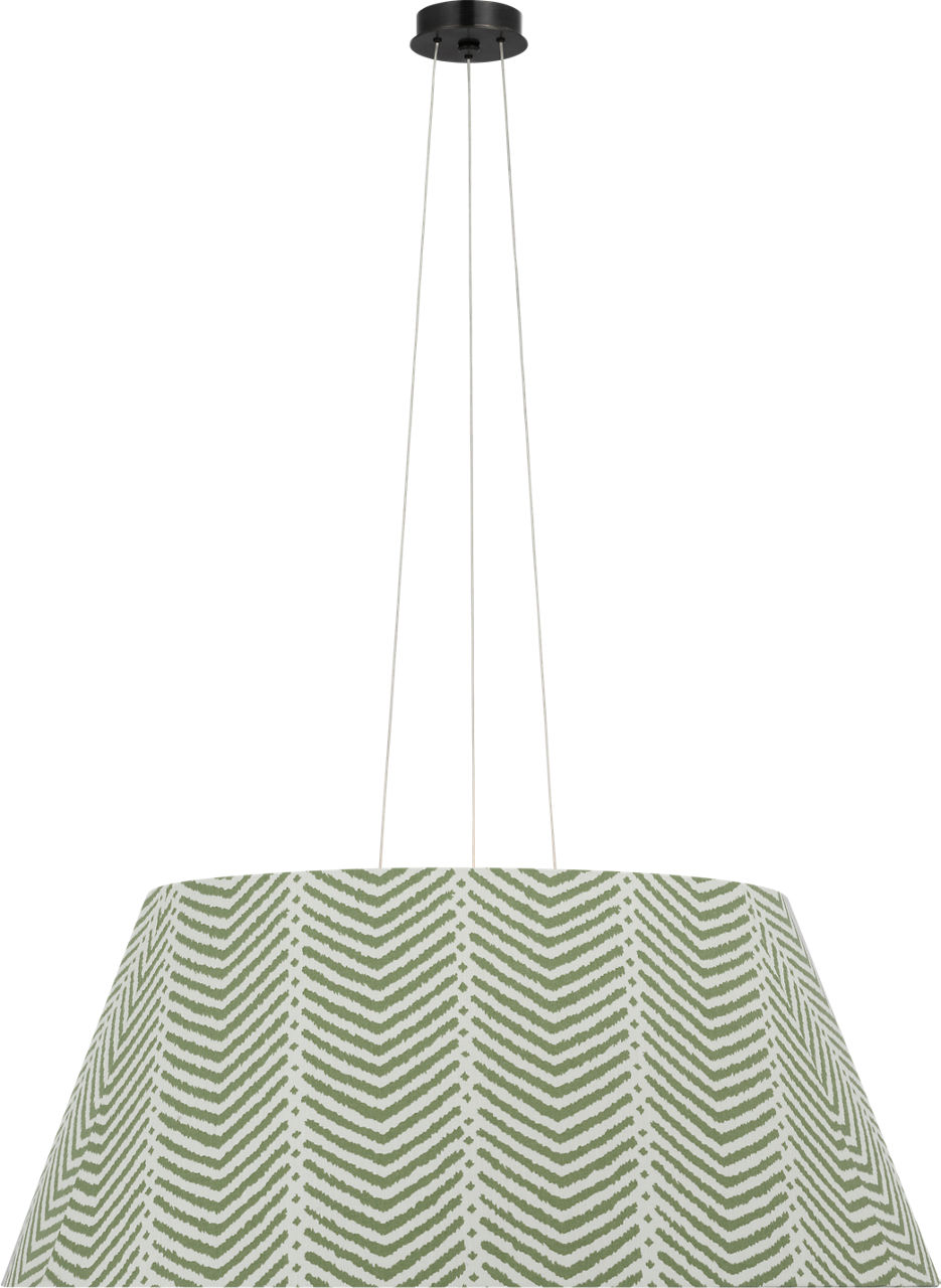 Caufield 39" Hanging Shade in Bronze with Schumacher Verde La Jolla Shade