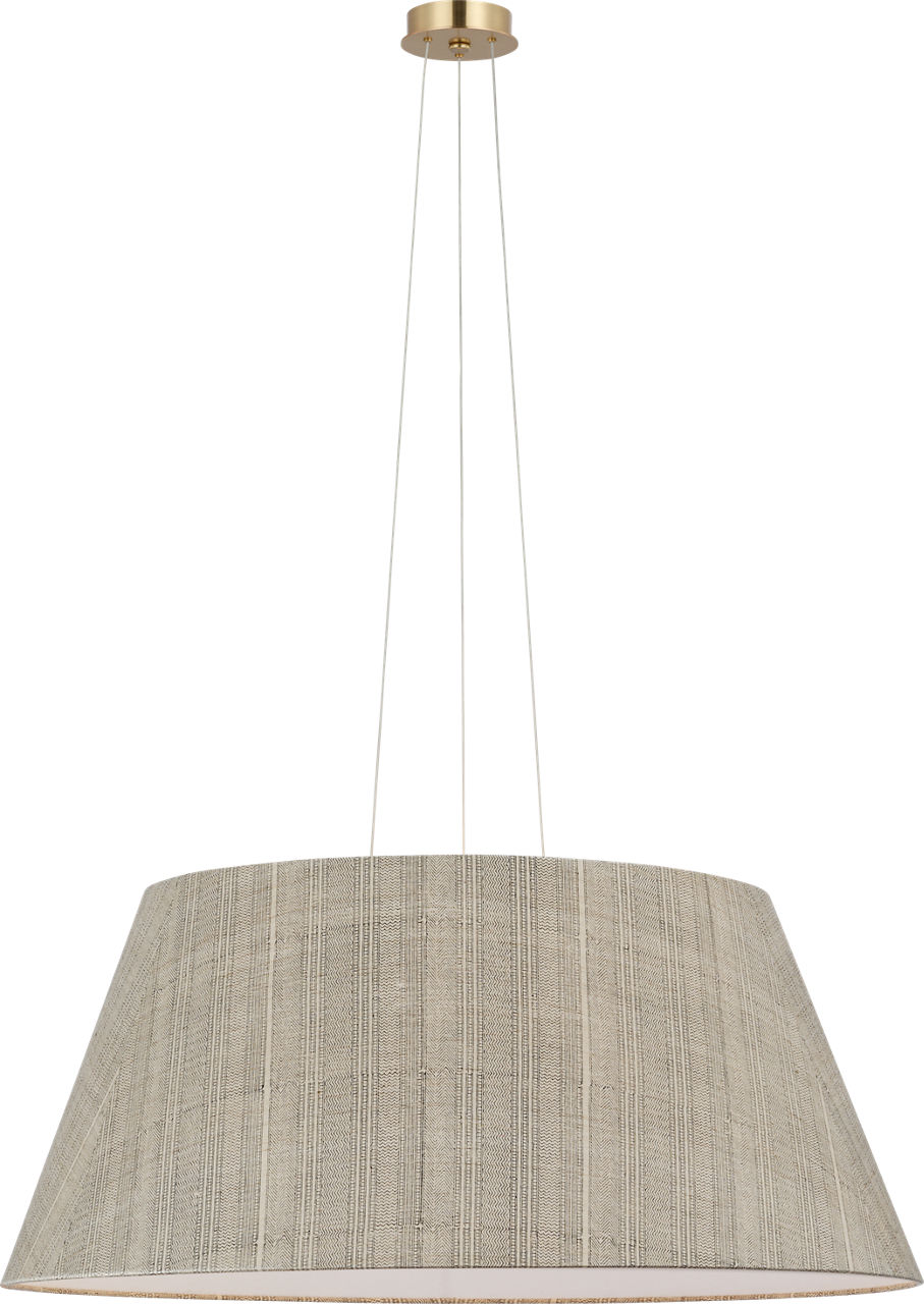 Caufield 39" Hanging Shade in Hand-Rubbed Antique Brass with Schumacher Natural Mohave Shade