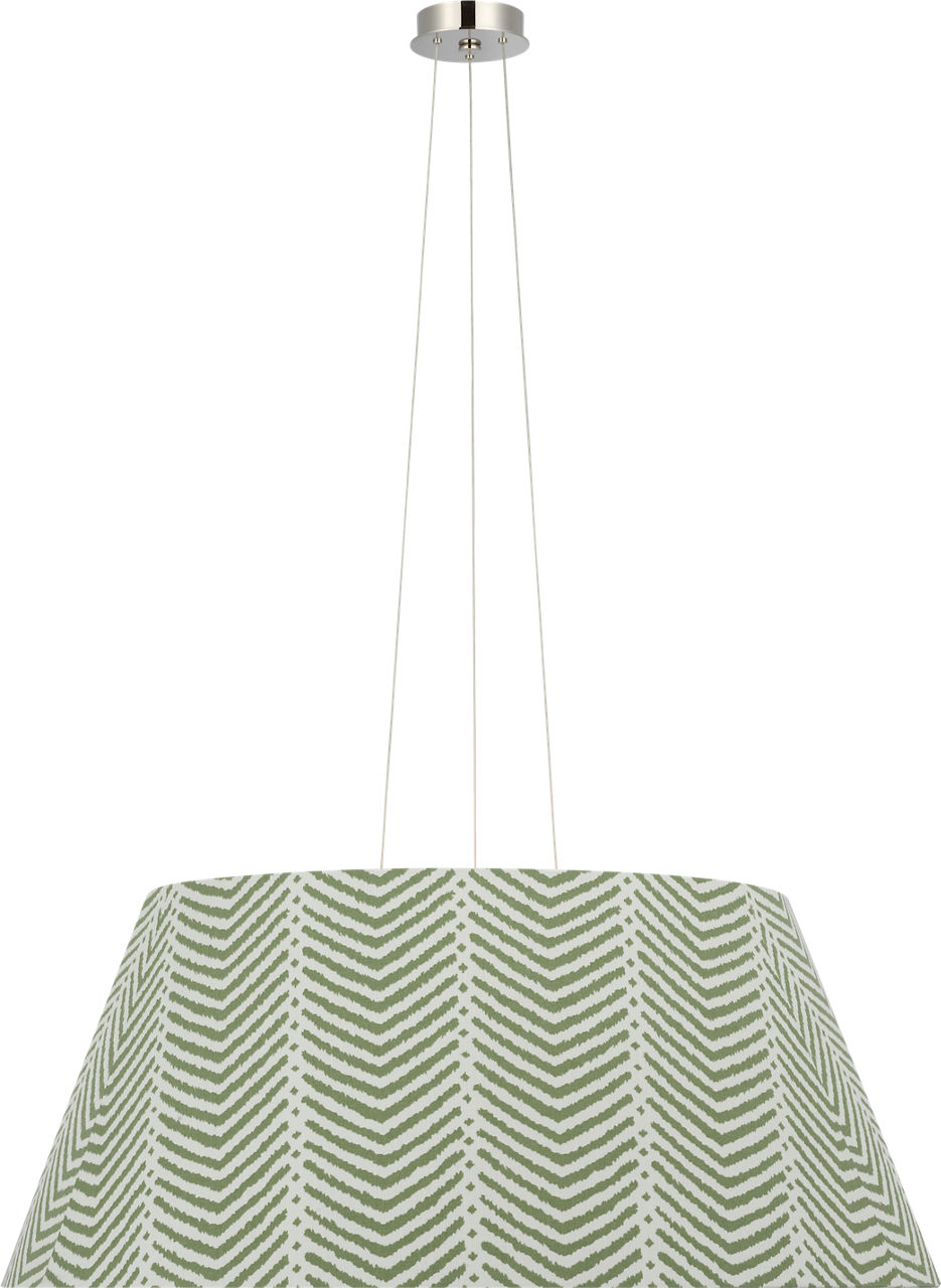 Caufield 39" Hanging Shade in Polished Nickel with Schumacher Verde La Jolla Shade