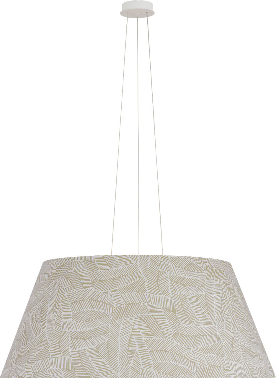 Caufield 39" Hanging Shade in Matte White with Schumacher Taupe Abstract Leaf Shade