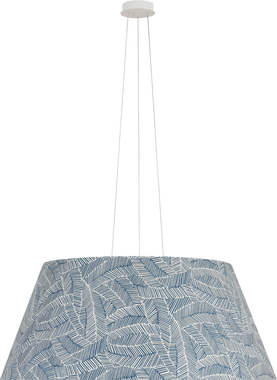 Caufield 39" Hanging Shade in Matte White with Schumacher Navy Abstract Leaf Shade