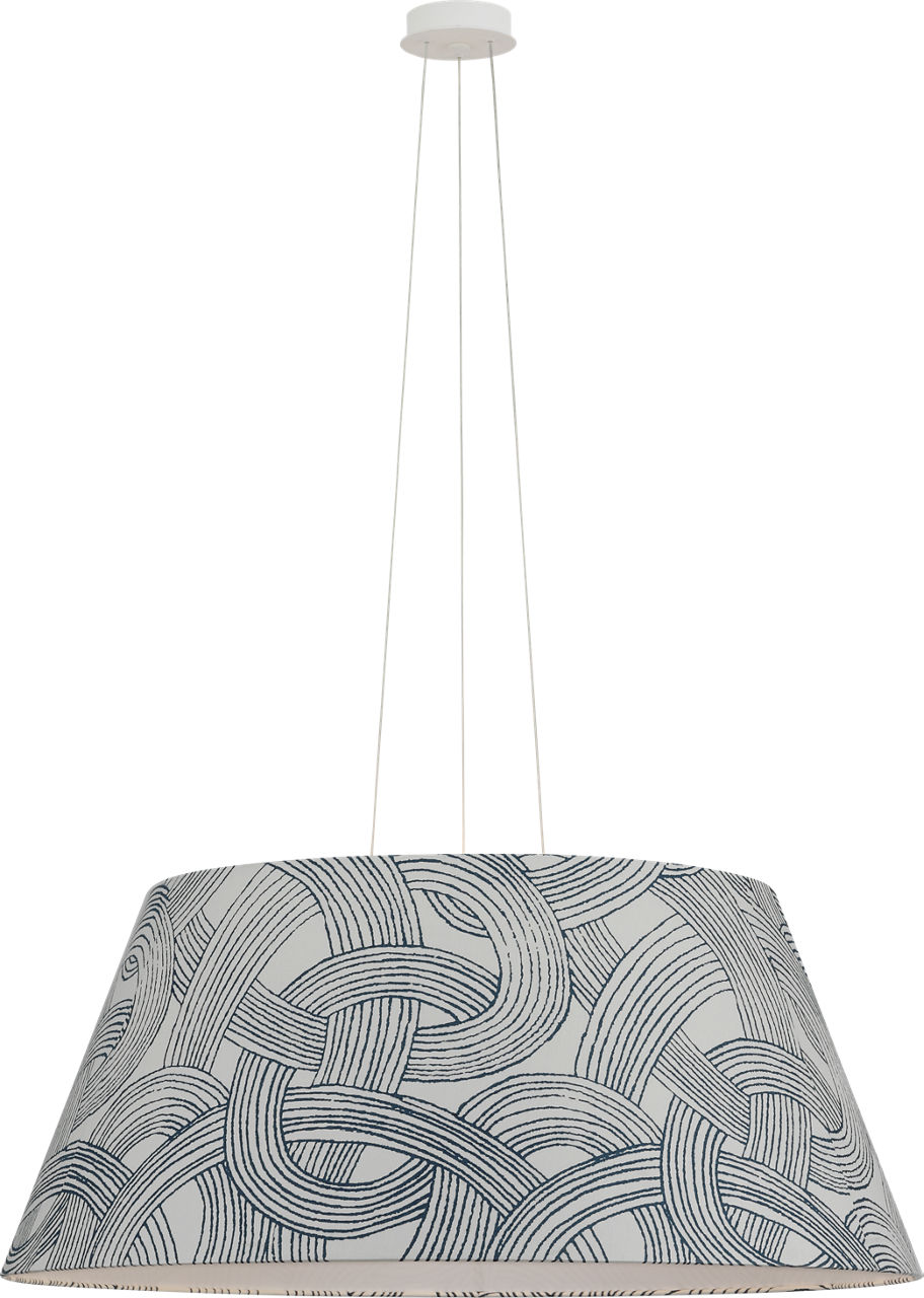 Caufield 39" Hanging Shade in Matte White with Schumacher Blue Freeform Shade