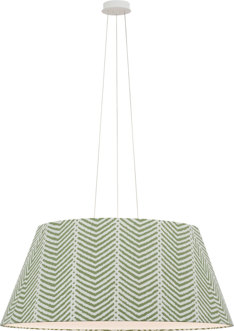 Caufield 39" Hanging Shade in Matte White with Schumacher Verde La Jolla Shade