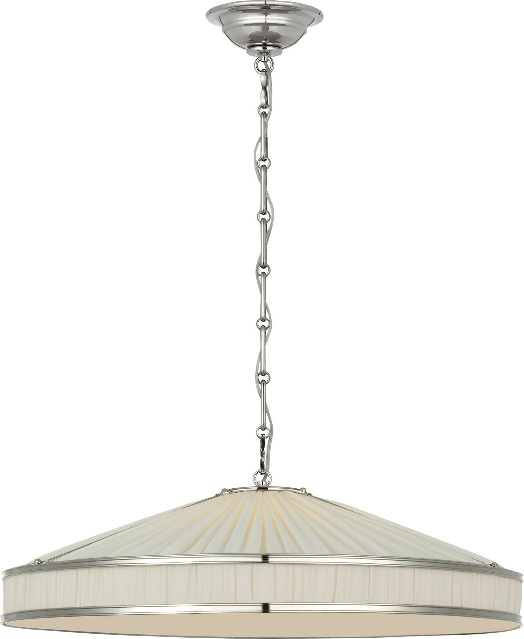 Allister 24" Galleried Hanging Shade in Polished Nickel with Pleated Silk