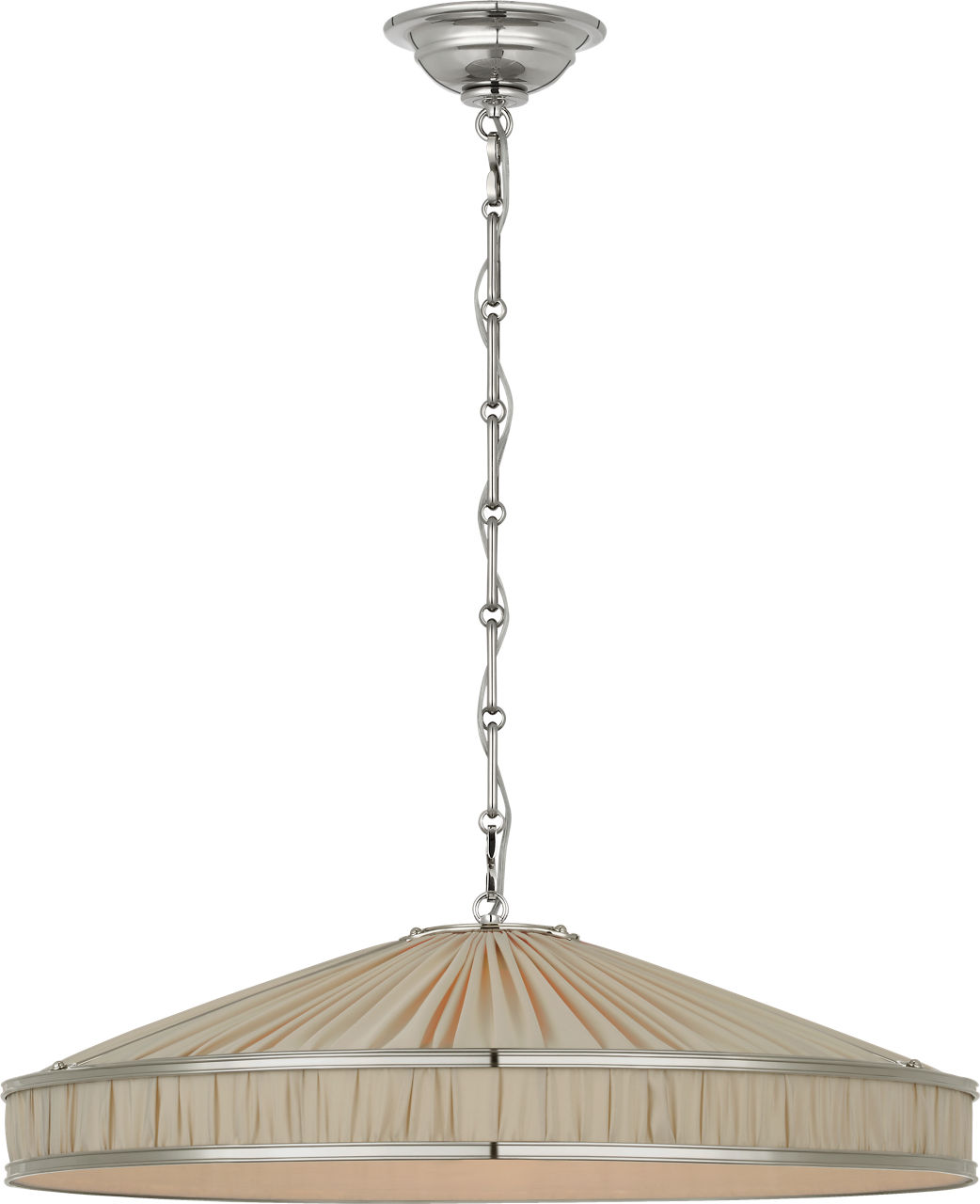 Allister 24" Galleried Hanging Shade in Polished Nickel with Pleated Champagne Silk