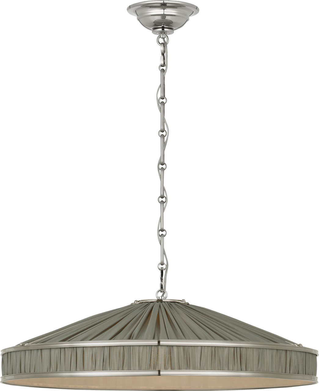 Allister 24" Galleried Hanging Shade in Polished Nickel with Pleated Mist Silk